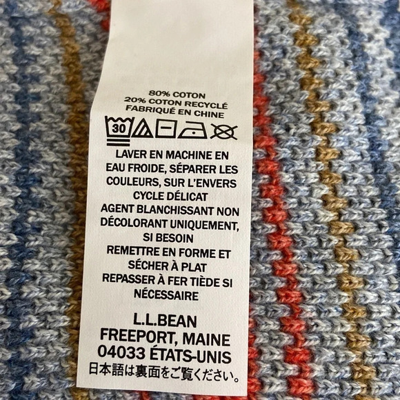 L.L. Bean Cotton and Recycled Cotton Striped Sweater - Size Large Petite - Picture 7 of 7